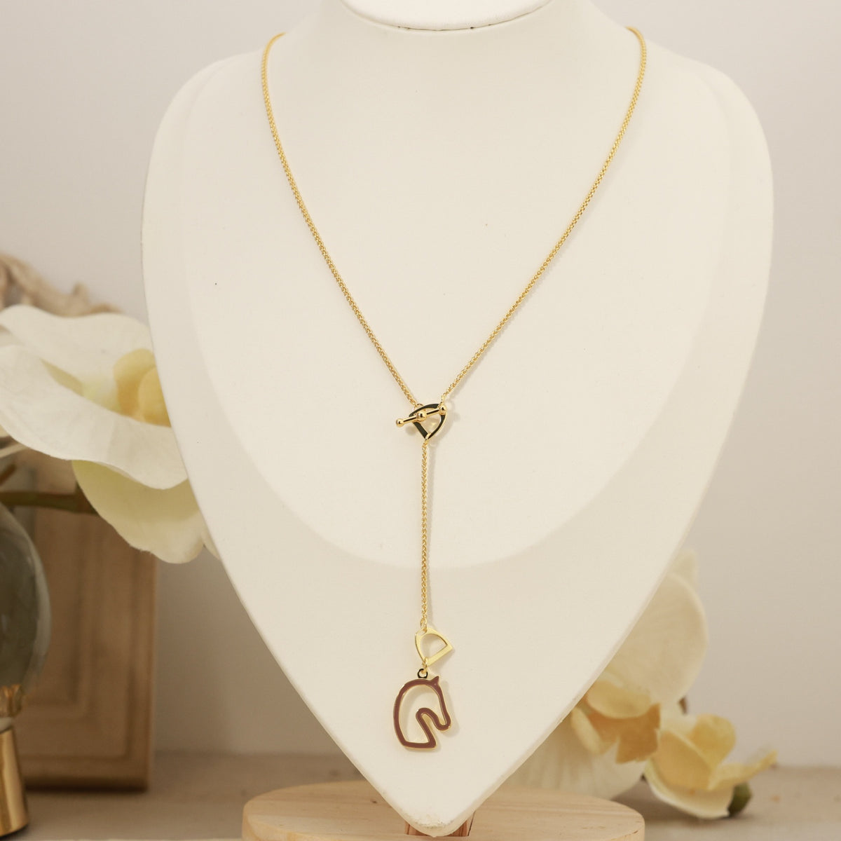 Hermès Horse-Outline Pendant Necklace in Three Metal Tones - album image 4