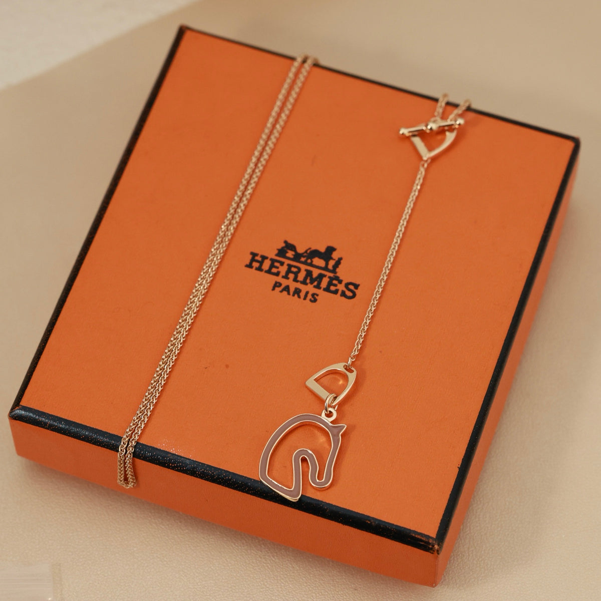 Hermès Horse-Outline Pendant Necklace in Three Metal Tones - album image 9