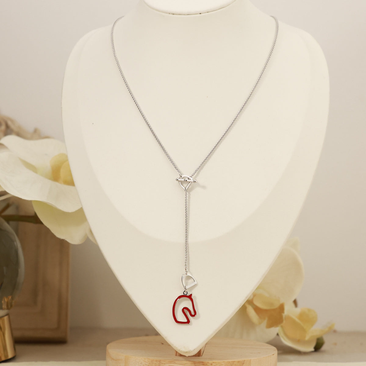 Hermès Rose Gold-Tone Horse-Outline Pendant Necklace - album image 9