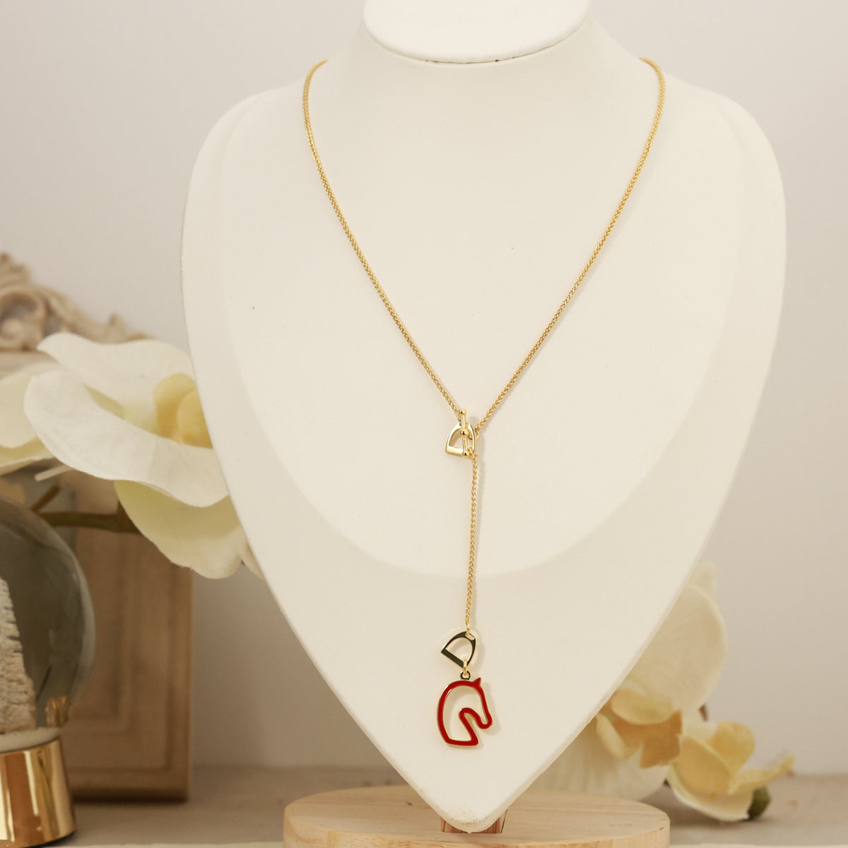 Hermès Rose Gold-Tone Horse-Outline Pendant Necklace - album image 7