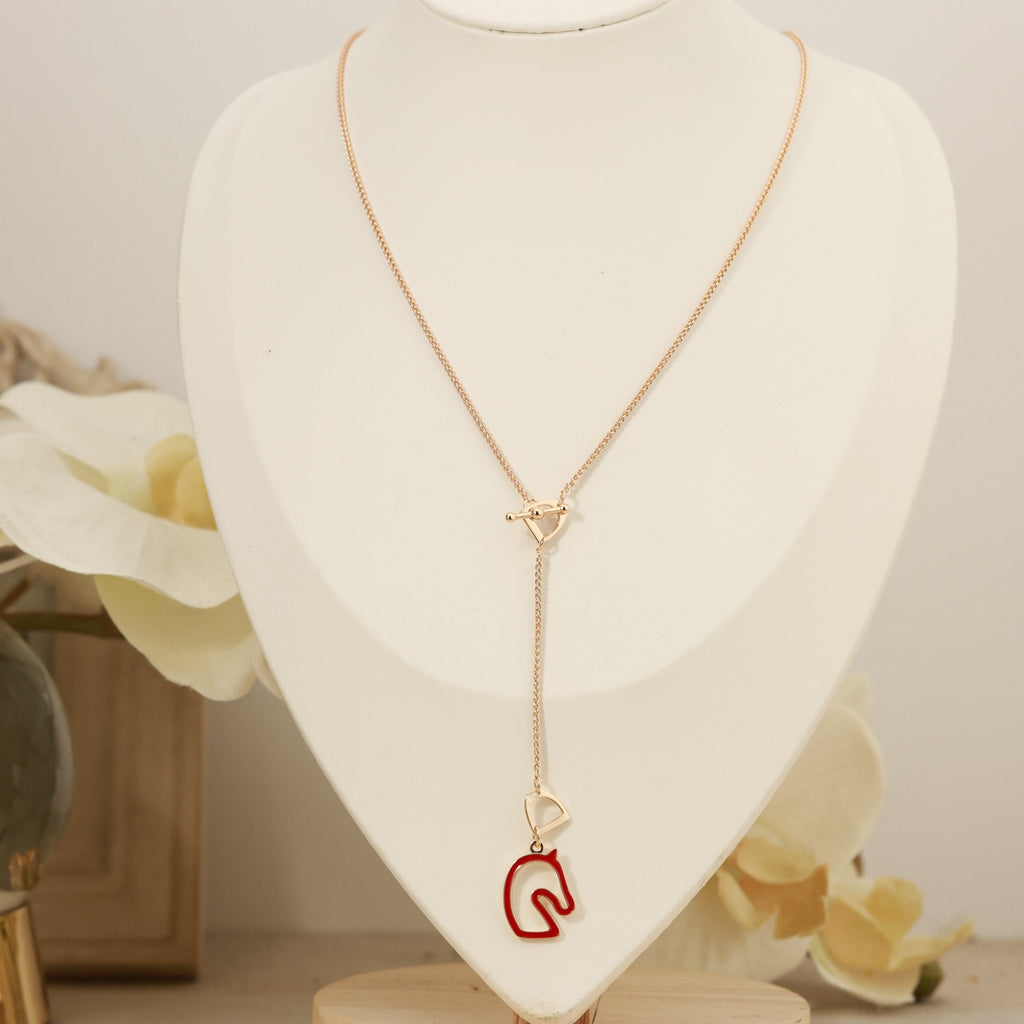 Hermès Rose Gold-Tone Horse-Outline Pendant Necklace - album image 8