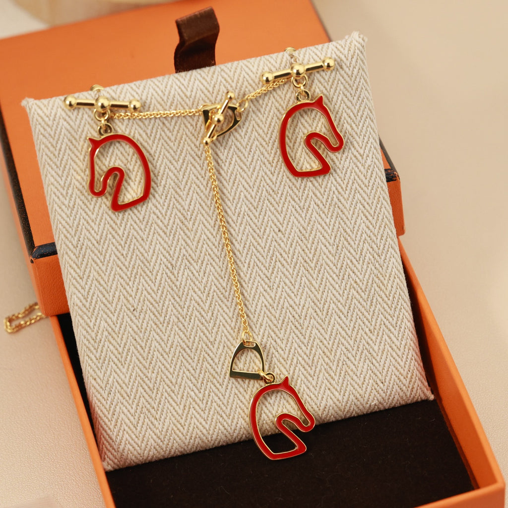 Hermès Rose Gold-Tone Horse-Outline Pendant Necklace - album image 2
