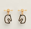 Hermès Gold-Tone Black Horse-Outline Stud Earrings - album image 1