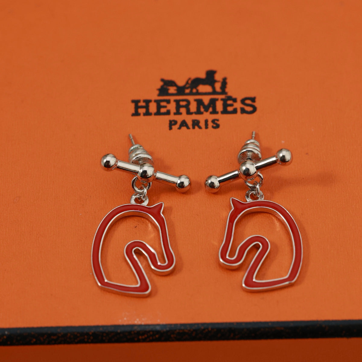 Hermès Rose Gold-Tone Horse-Outline Stud Earrings - album image 2
