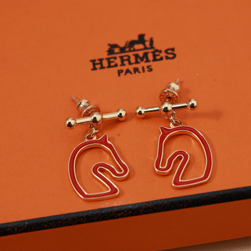 Hermès Rose Gold-Tone Horse-Outline Stud Earrings - album image 3