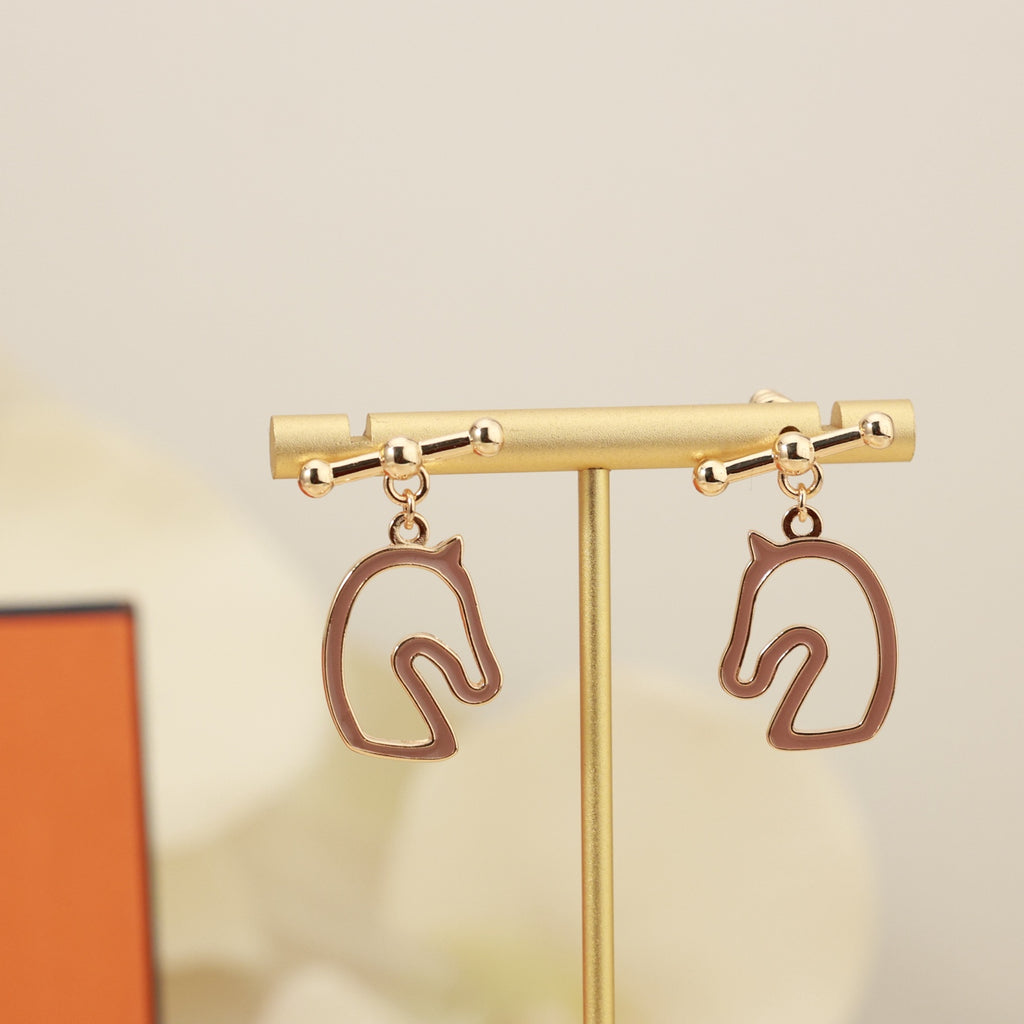 Hermès Horse-Outline Stud Earrings in Three Metal Tones - album image 5