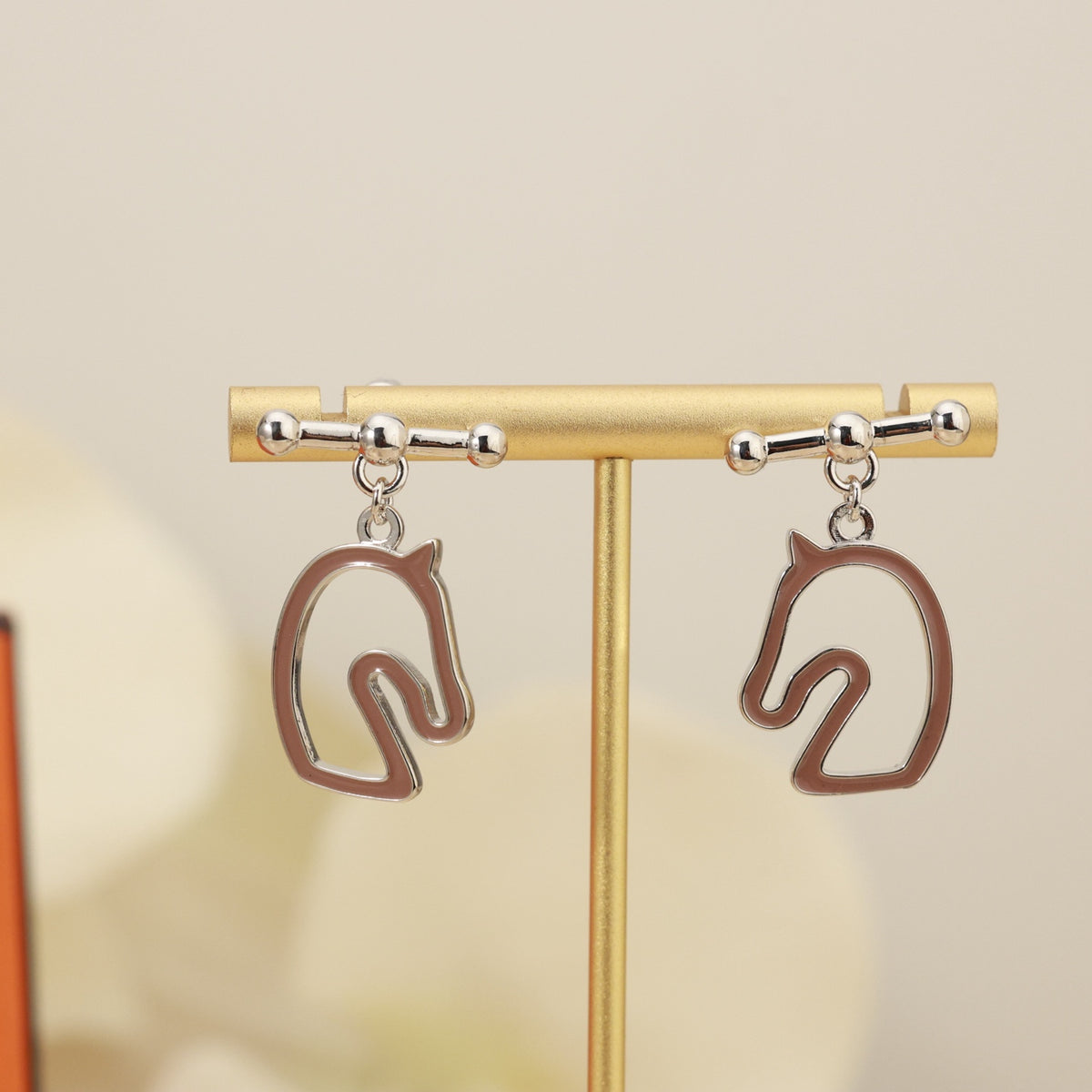 Hermès Horse-Outline Stud Earrings in Three Metal Tones - album image 6