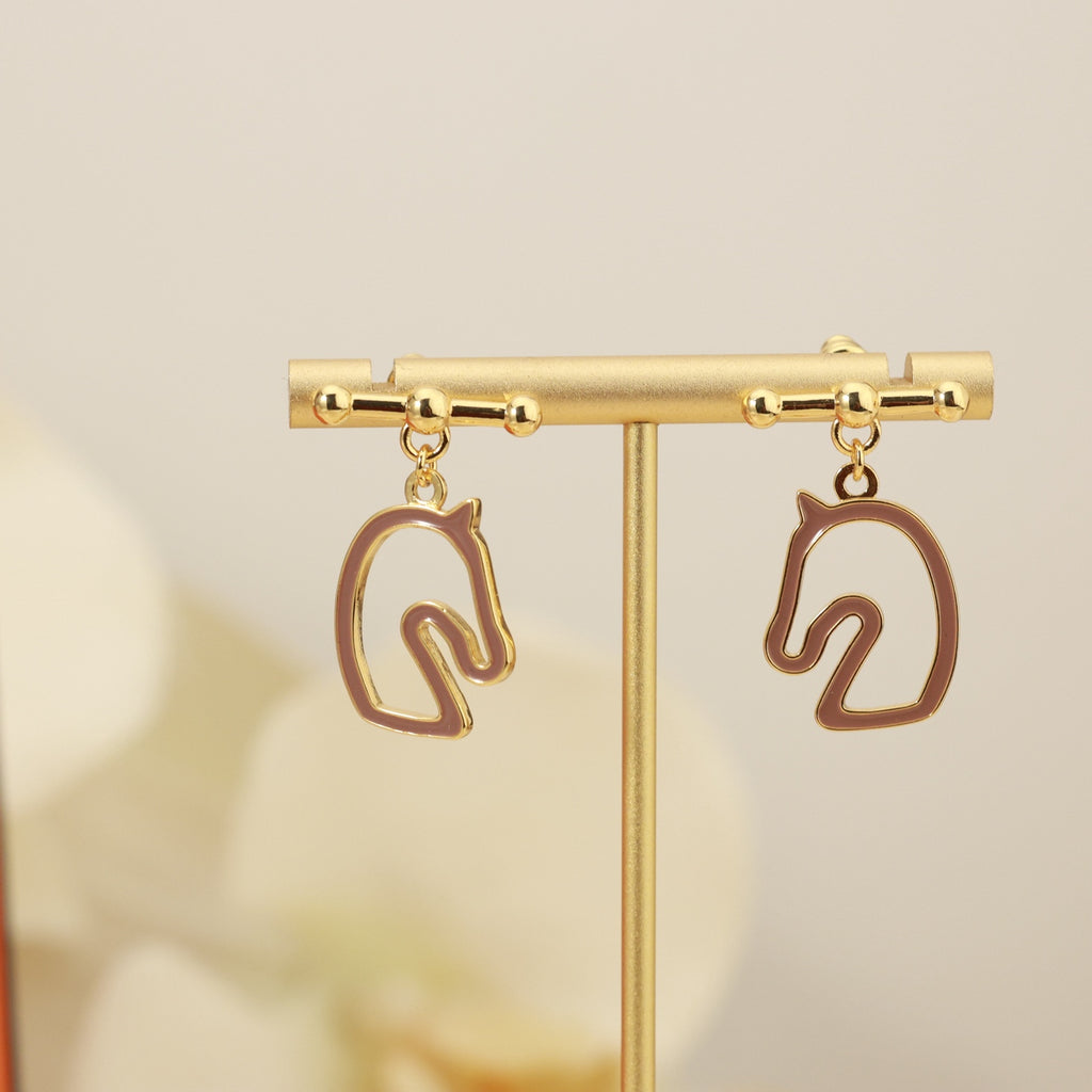 Hermès Horse-Outline Stud Earrings in Three Metal Tones - album image 4
