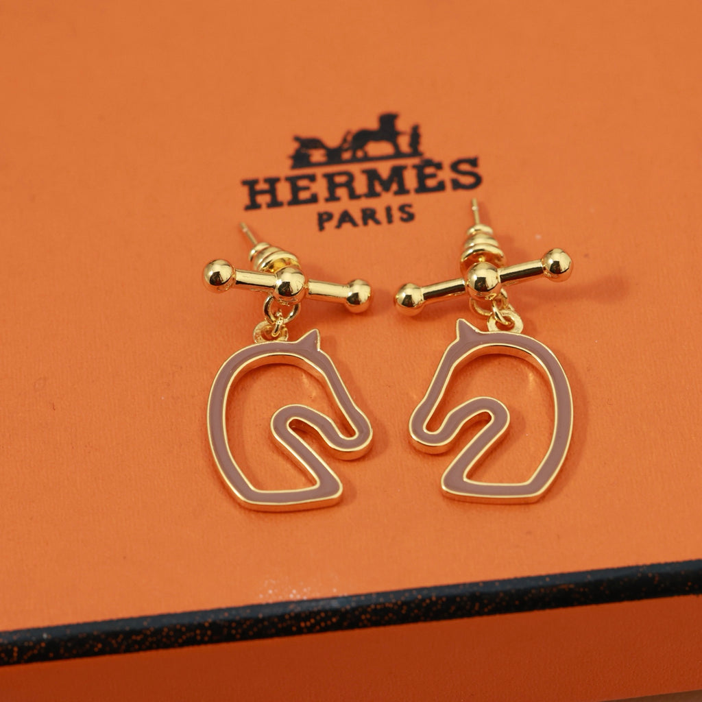 Hermès Horse-Outline Stud Earrings in Three Metal Tones - album image 3
