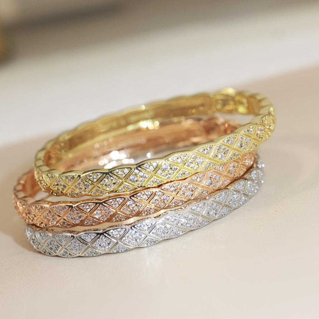 Chanel Interlocking C Checkered Rose Rose Gold-Tone Gold-Tone Bangle - album image 3