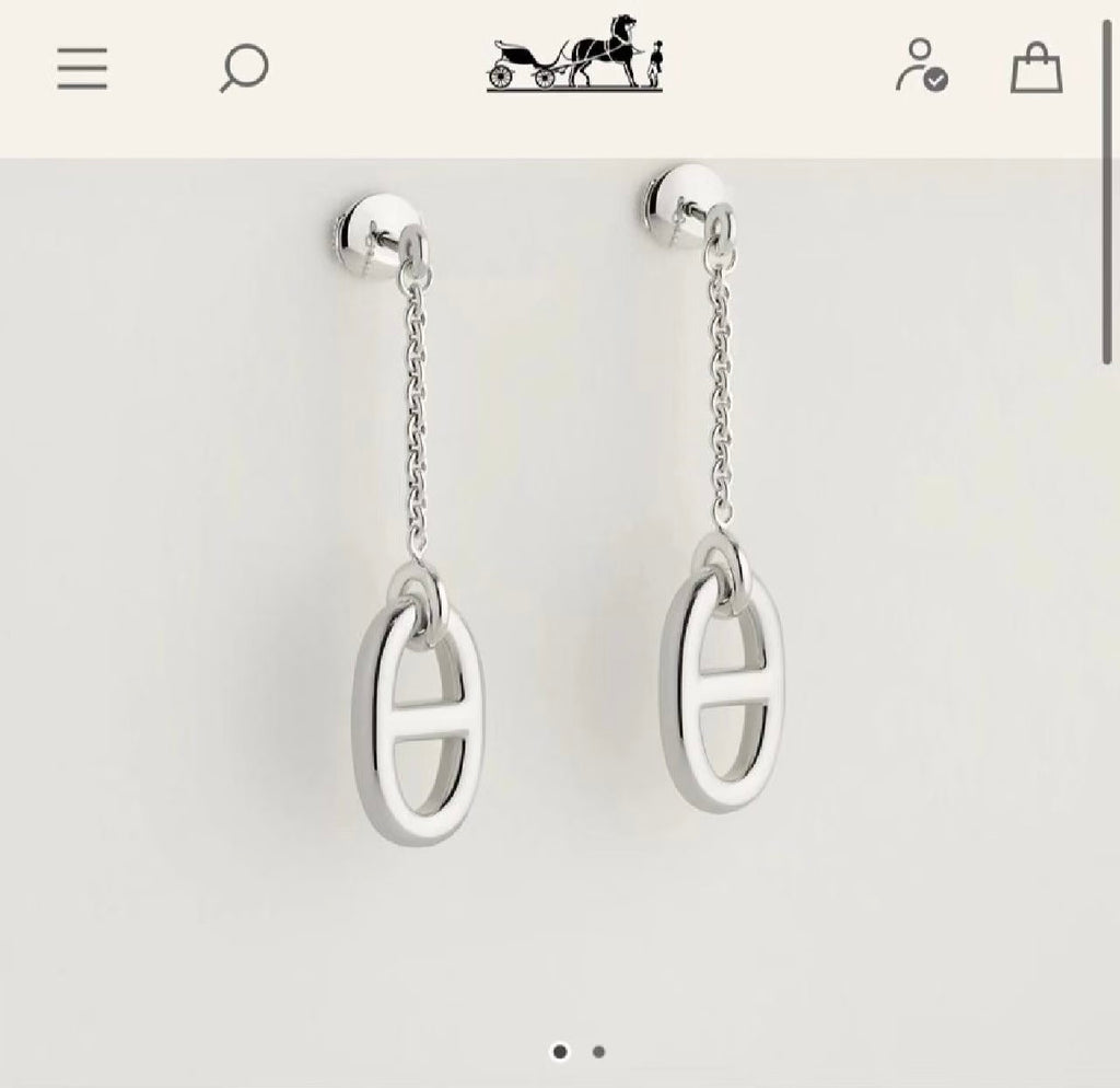 Hermès Silver-Tone Long Anchor-Link Drop Earrings - album image 1
