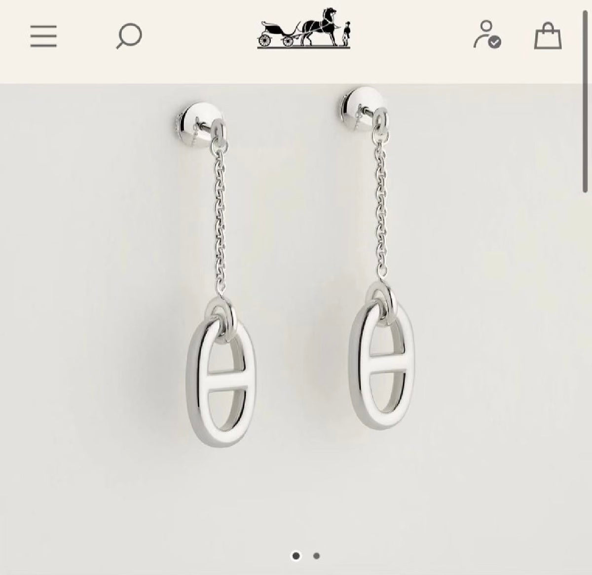 Hermès Silver-Tone Long Anchor-Link Drop Earrings - album image 1