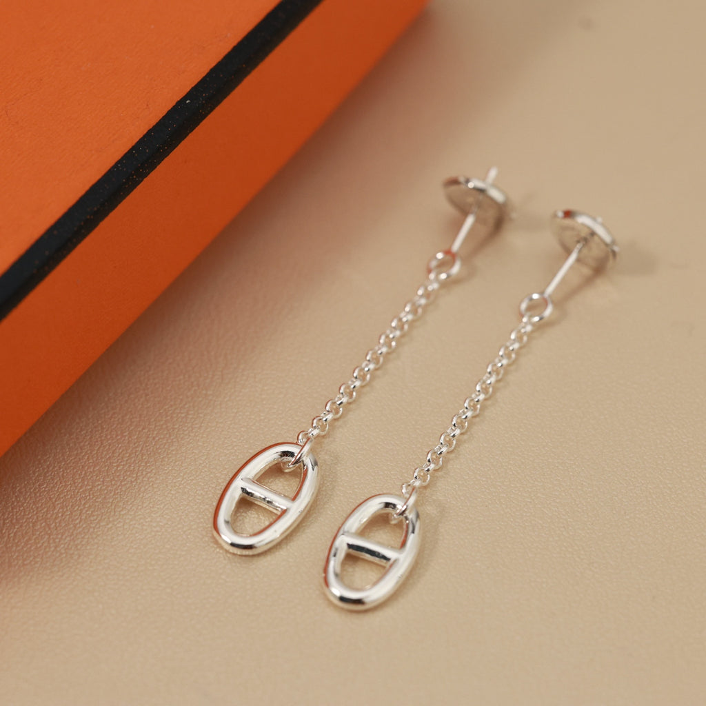 Hermès Silver-Tone Long Anchor-Link Drop Earrings - album image 4