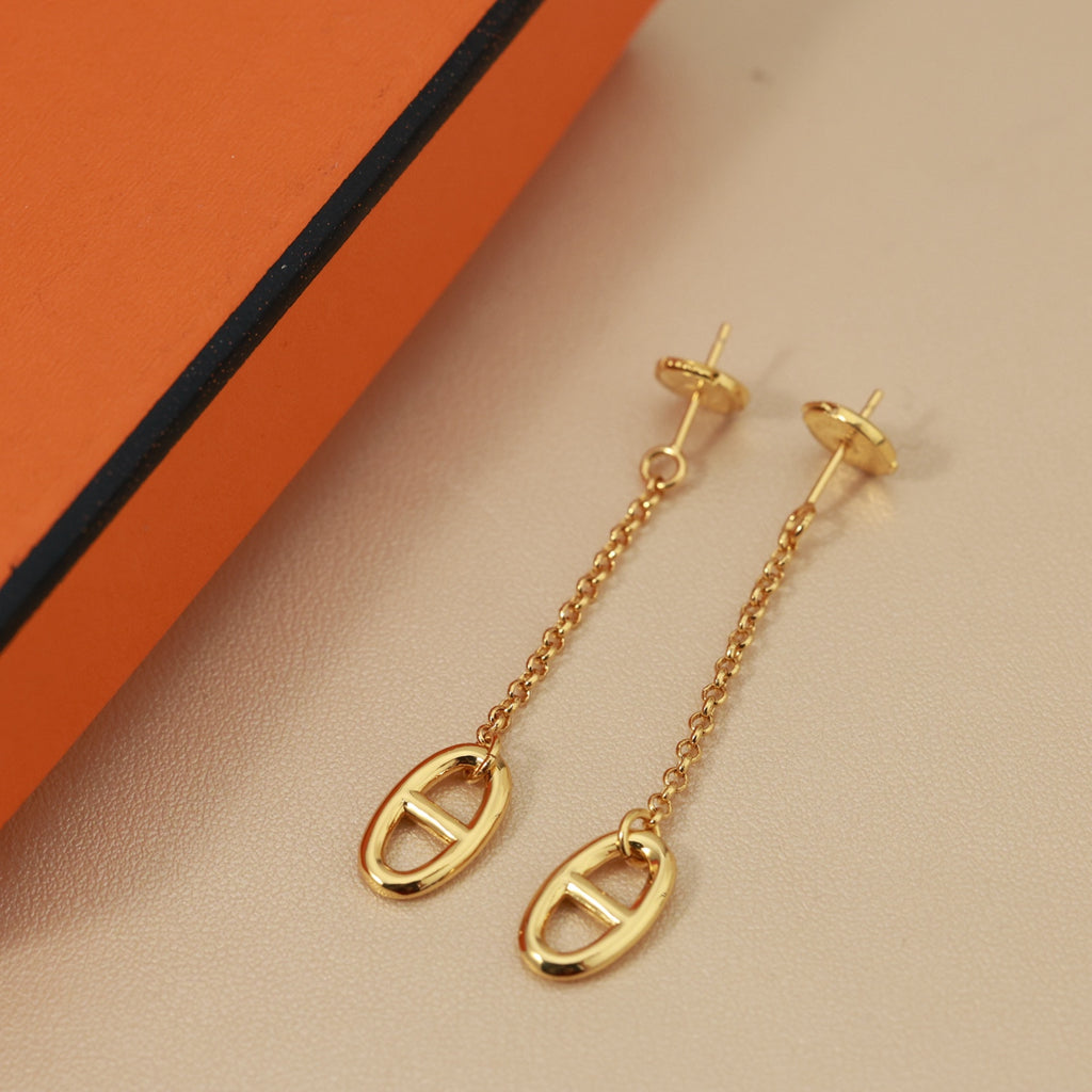 Hermès Silver-Tone Long Anchor-Link Drop Earrings - album image 6