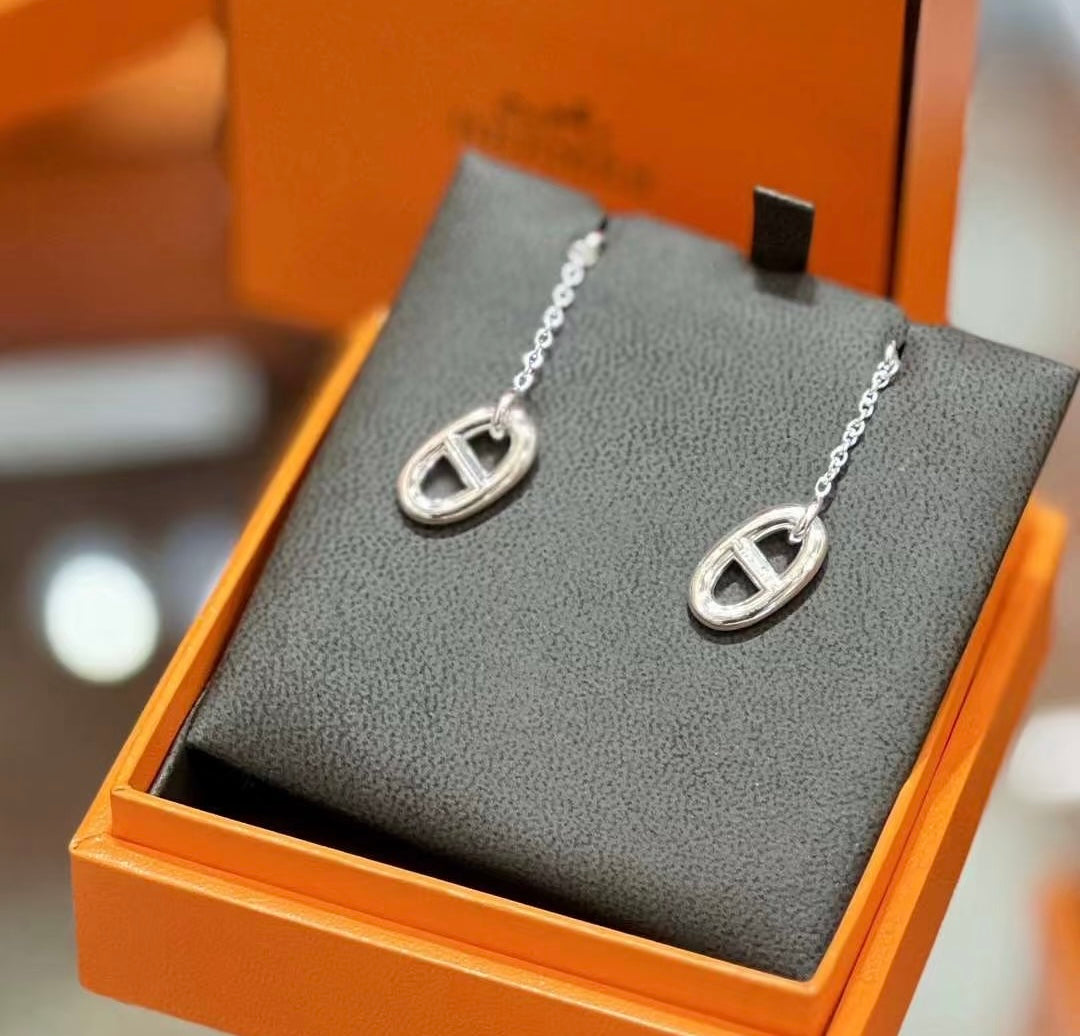Hermès Silver-Tone Long Anchor-Link Drop Earrings - album image 2