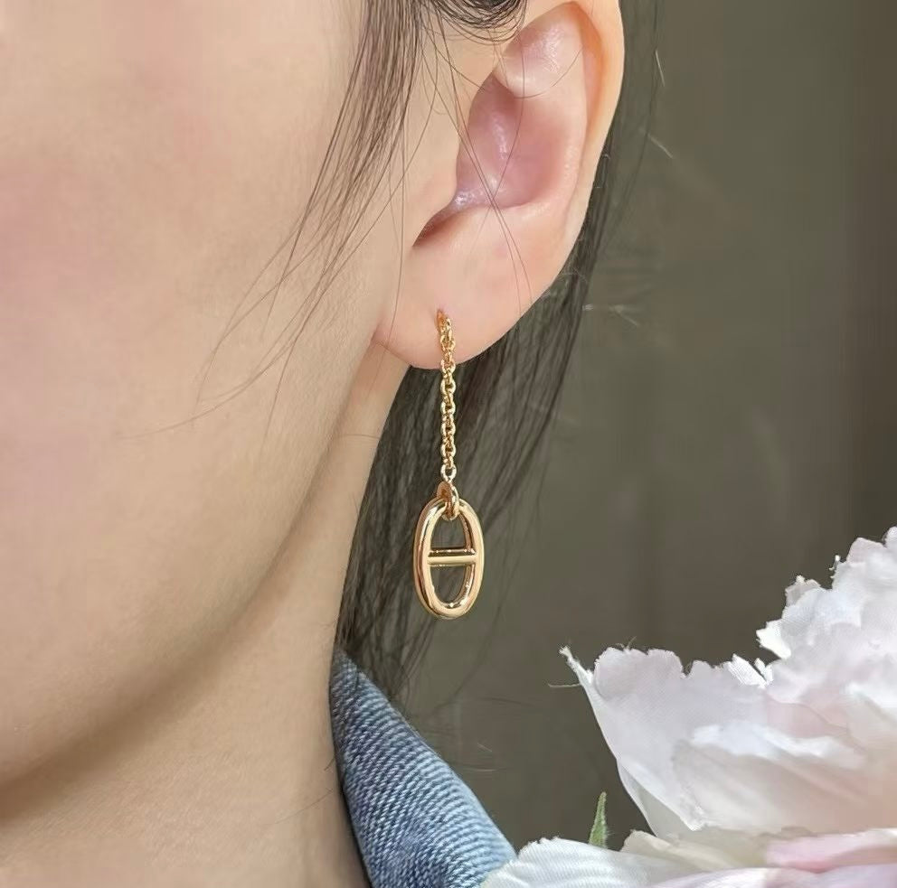 Hermès Silver-Tone Long Anchor-Link Drop Earrings - album image 7