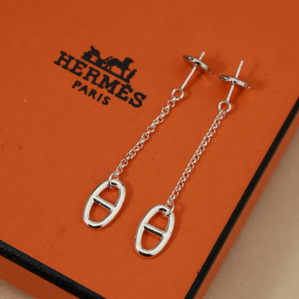 Hermès Silver-Tone Long Anchor-Link Drop Earrings - album image 8