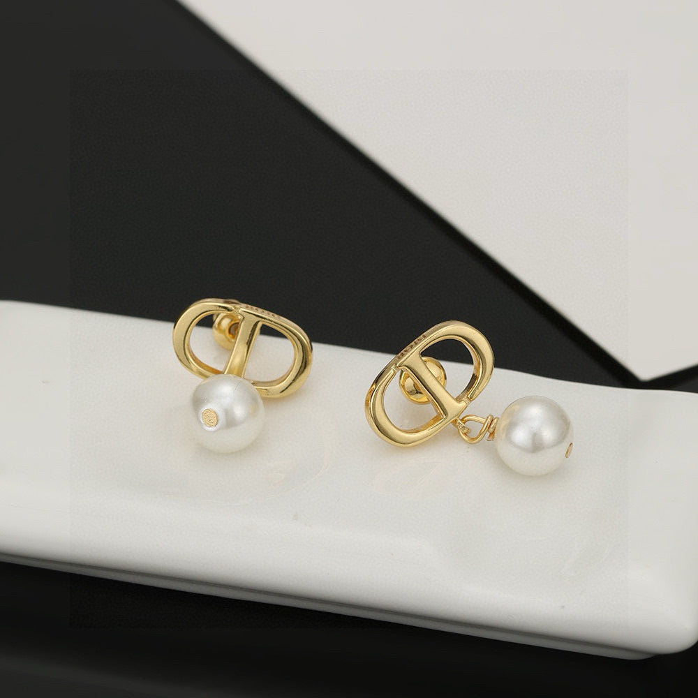 Dior Diagonal CD Pearl-Look Earrings - product image 1