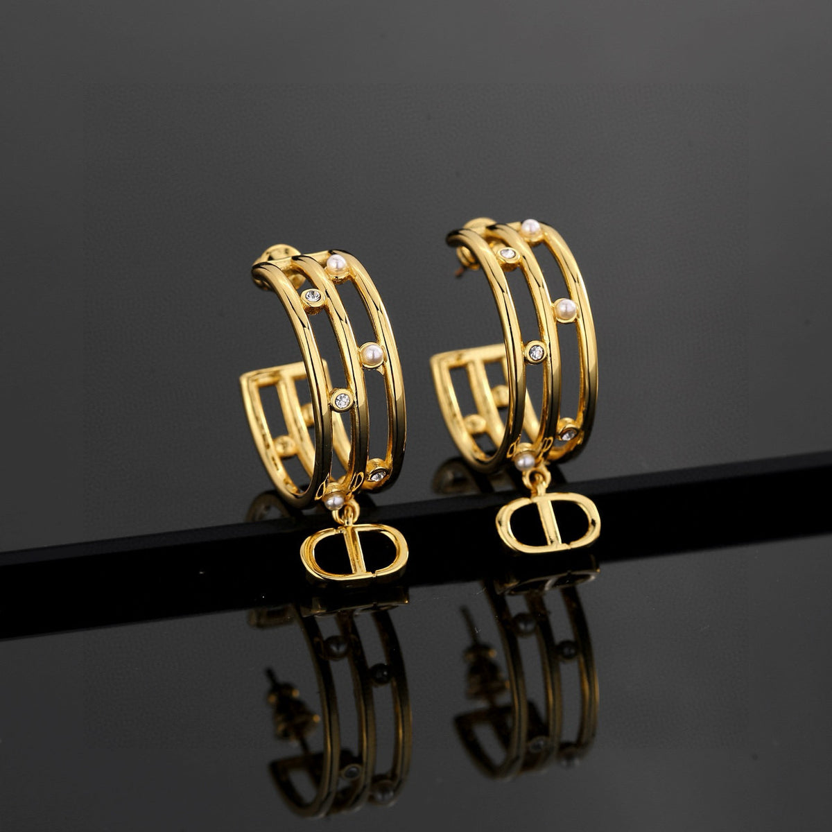 Dior Double-Bar CD Hoop Earrings - product image 5
