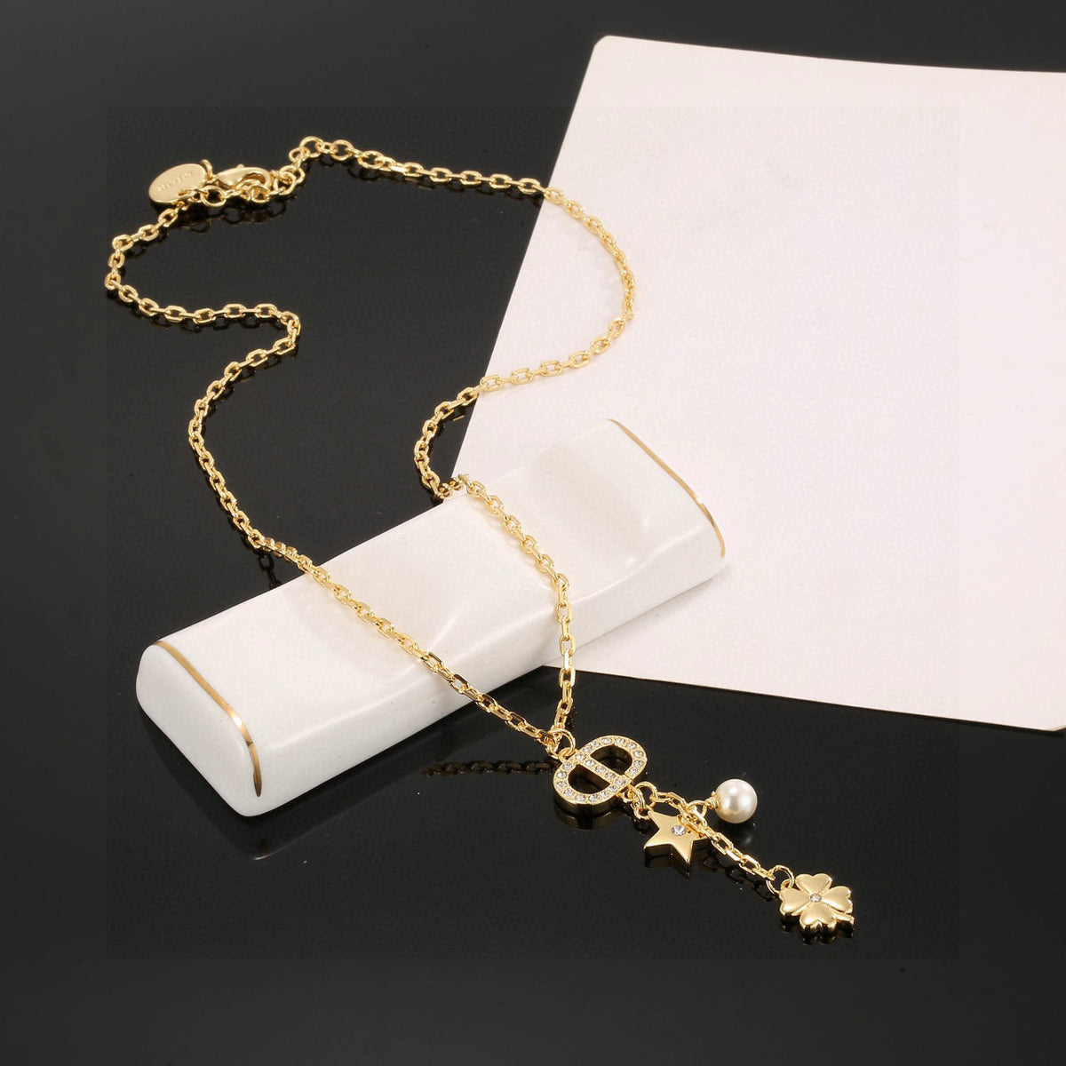 Dior Bow and Flower Drop Necklace - product image 3
