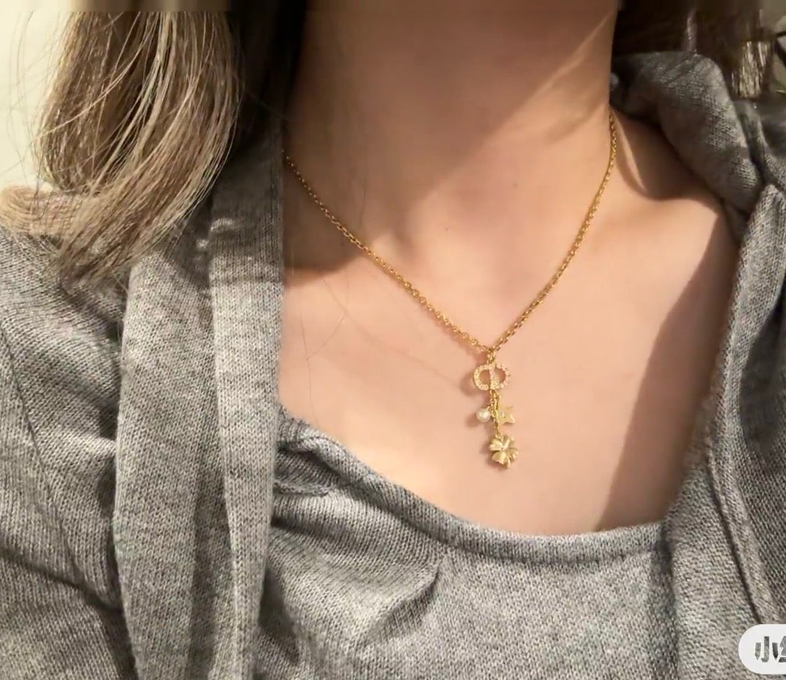 Dior Bow and Flower Drop Necklace - product image 2