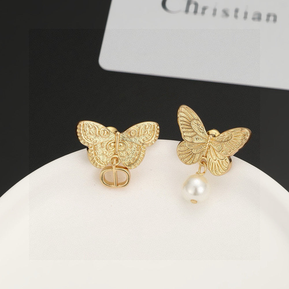 Dior Asymmetric Butterfly Pearl-Look Stud Earrings - product image 5