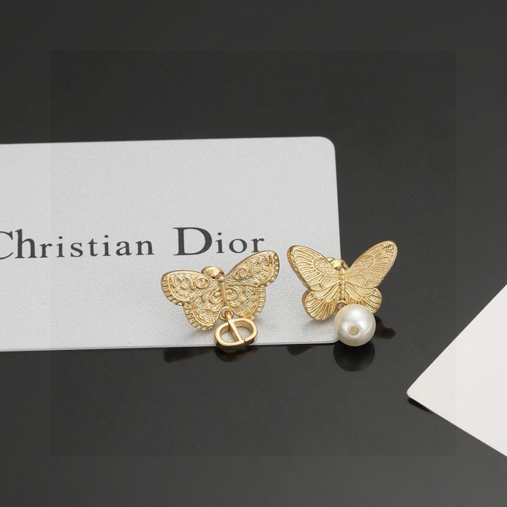 Dior Asymmetric Butterfly Pearl-Look Stud Earrings - product image 1