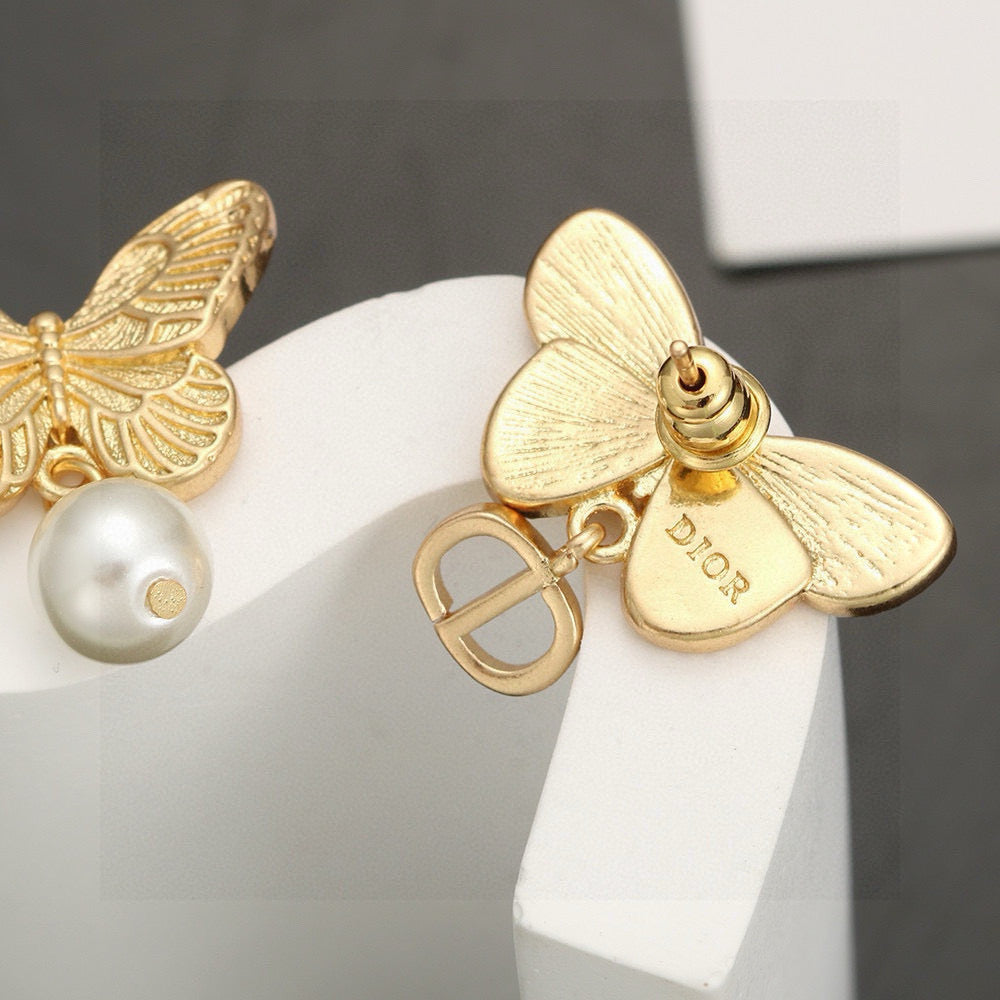Dior Asymmetric Butterfly Pearl-Look Stud Earrings - product image 2