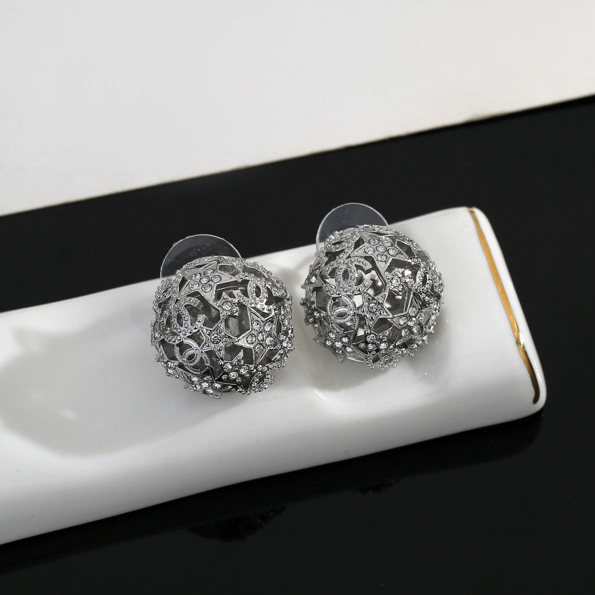 Chanel Star Circular Openwork Stud Earrings - album image 5