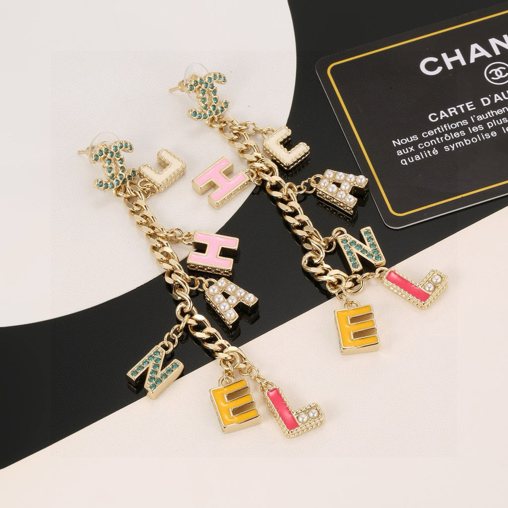Chanel Enamel Letter Earrings - album image 2