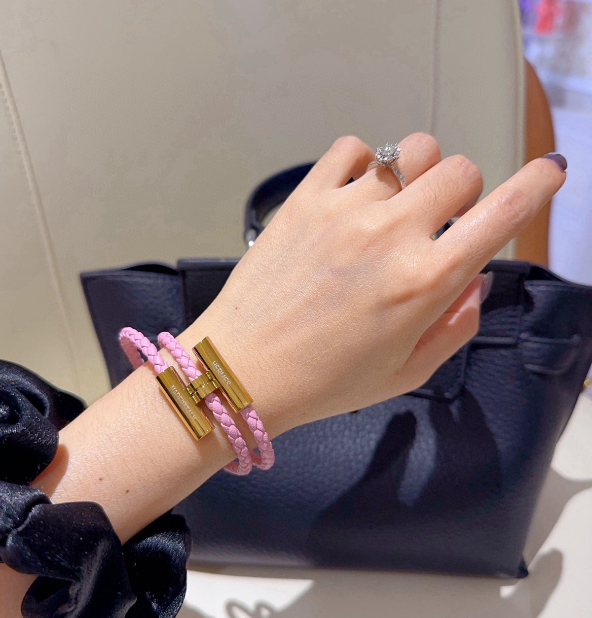 Hermès Pink Braided Gold-Tone H Bracelet - album image 6