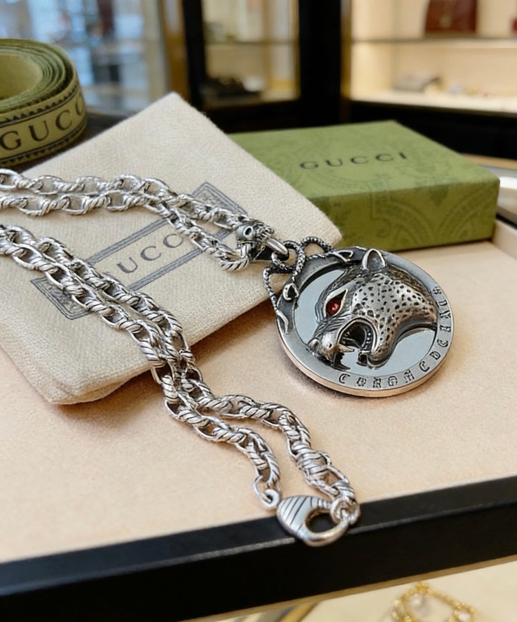 Gucci Anger Forest Interlocking G Antiqued Chain Necklace - album image 1