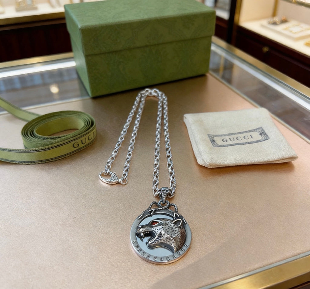 Gucci Anger Forest Interlocking G Antiqued Chain Necklace - album image 4
