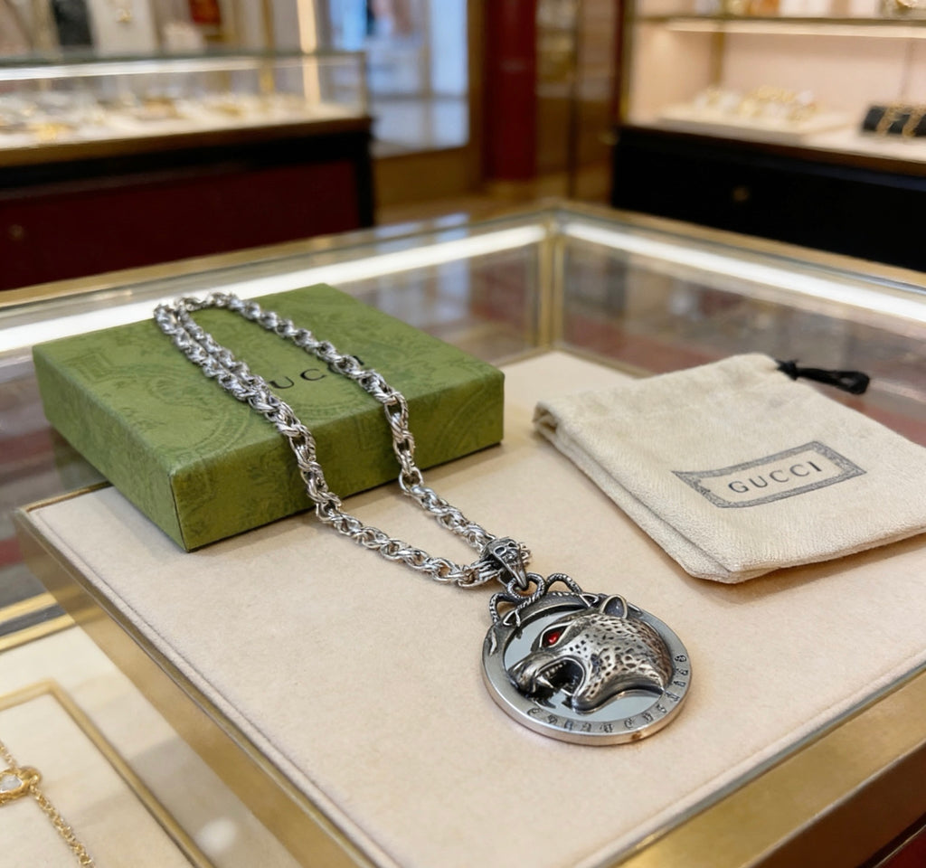 Gucci Anger Forest Interlocking G Antiqued Chain Necklace - album image 2