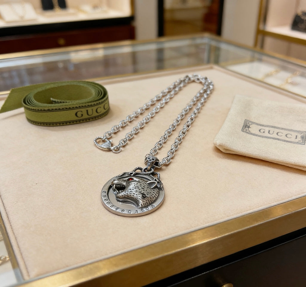 Gucci Anger Forest Interlocking G Antiqued Chain Necklace - album image 5