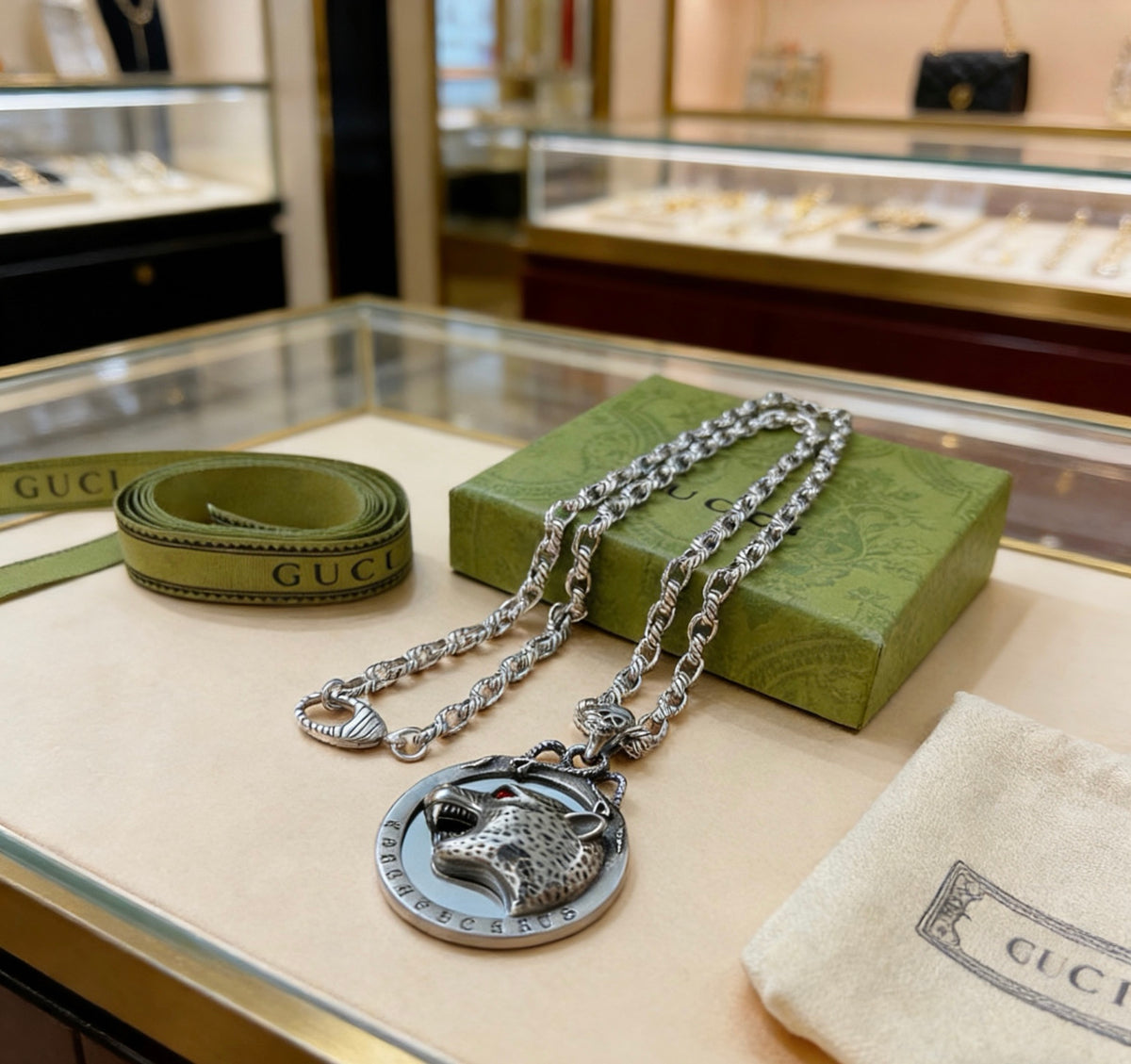 Gucci Anger Forest Interlocking G Antiqued Chain Necklace - album image 7