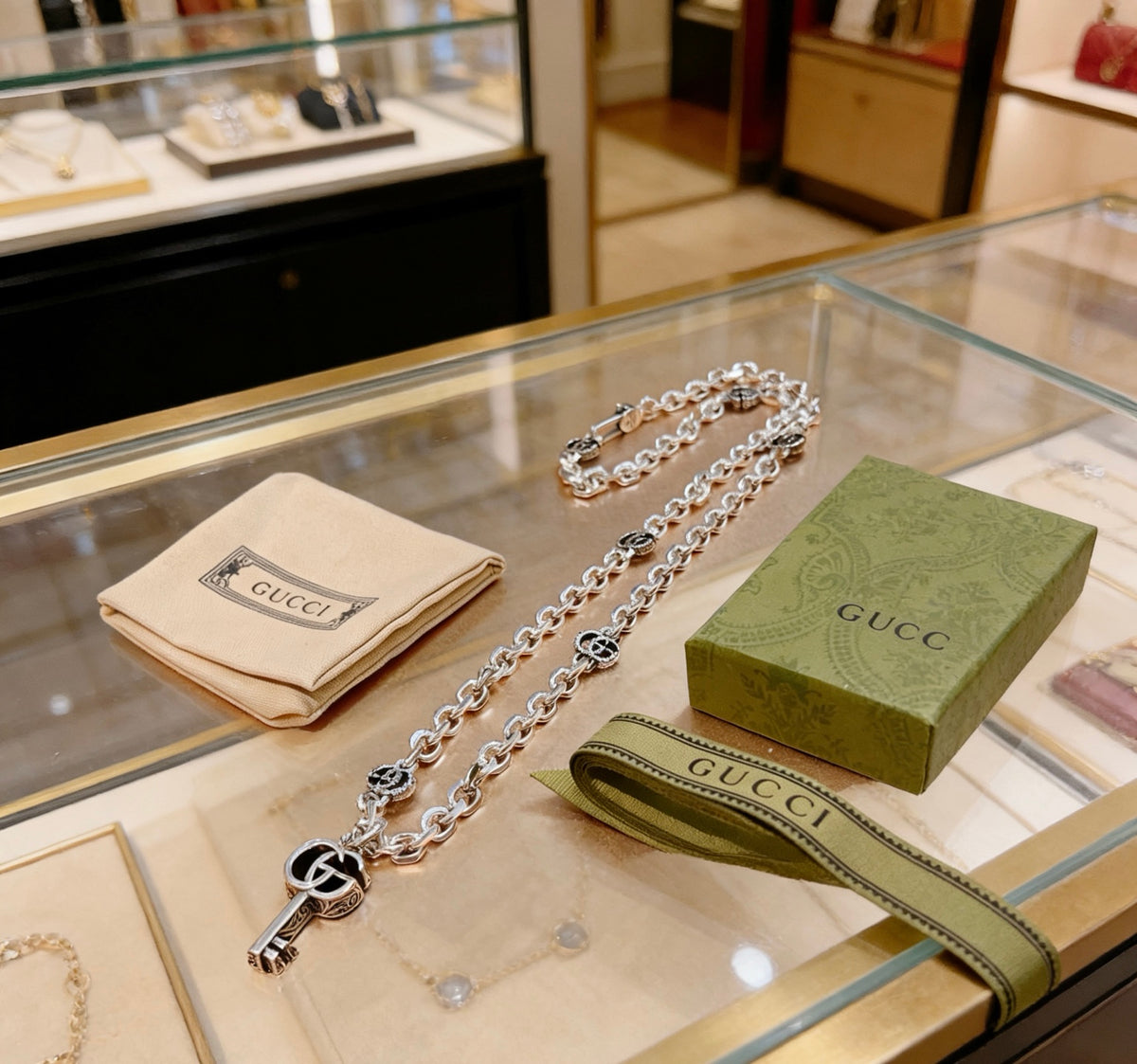 Gucci Anger Forest Interlocking G Key Antiqued Chain Necklace - album image 7