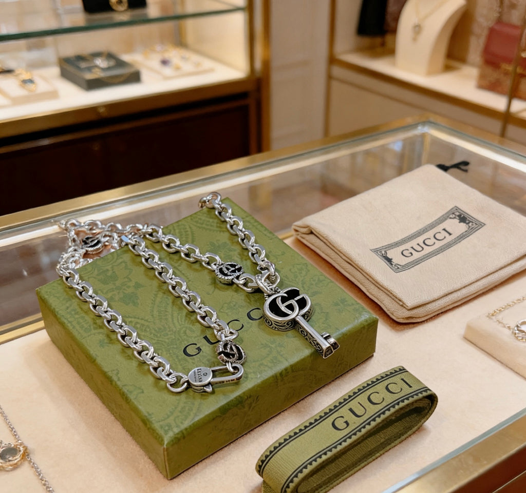 Gucci Anger Forest Interlocking G Key Antiqued Chain Necklace - album image 4