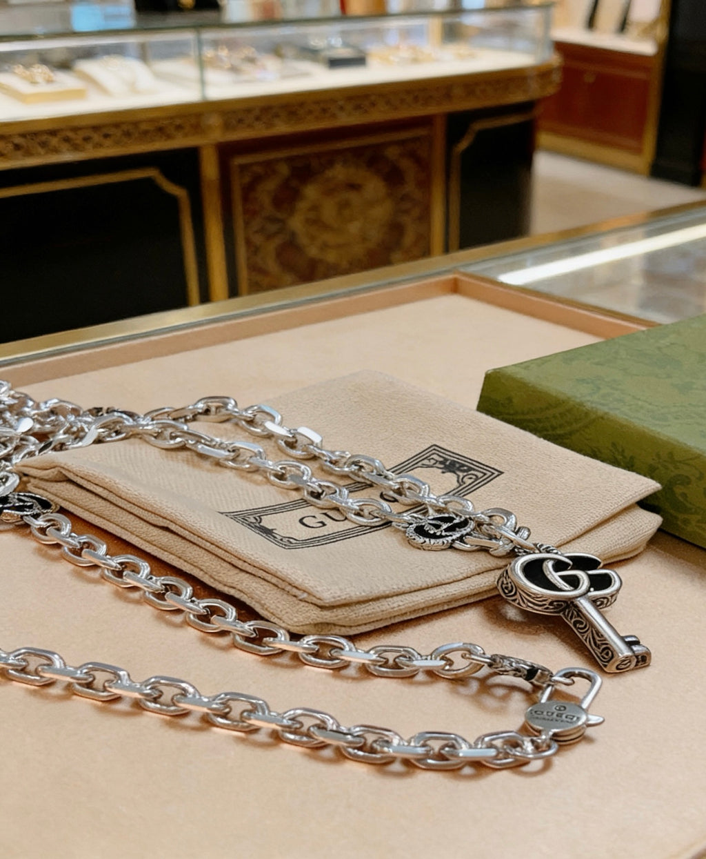 Gucci Anger Forest Interlocking G Key Antiqued Chain Necklace - album image 9