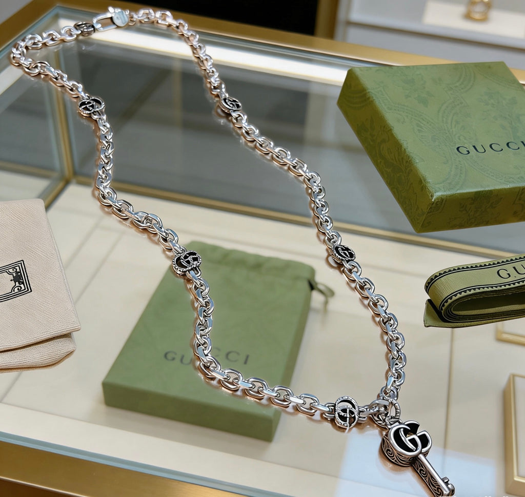 Gucci Anger Forest Interlocking G Key Antiqued Chain Necklace - album image 5