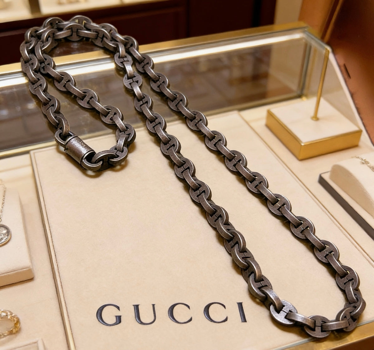 Gucci Anger Forest Interlocking G Antiqued Chain Necklace - album image 4