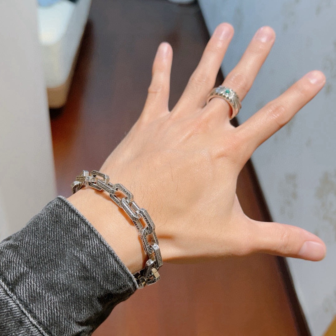 Gucci Silver-Tone Rectangular Link Bracelet - album image 3