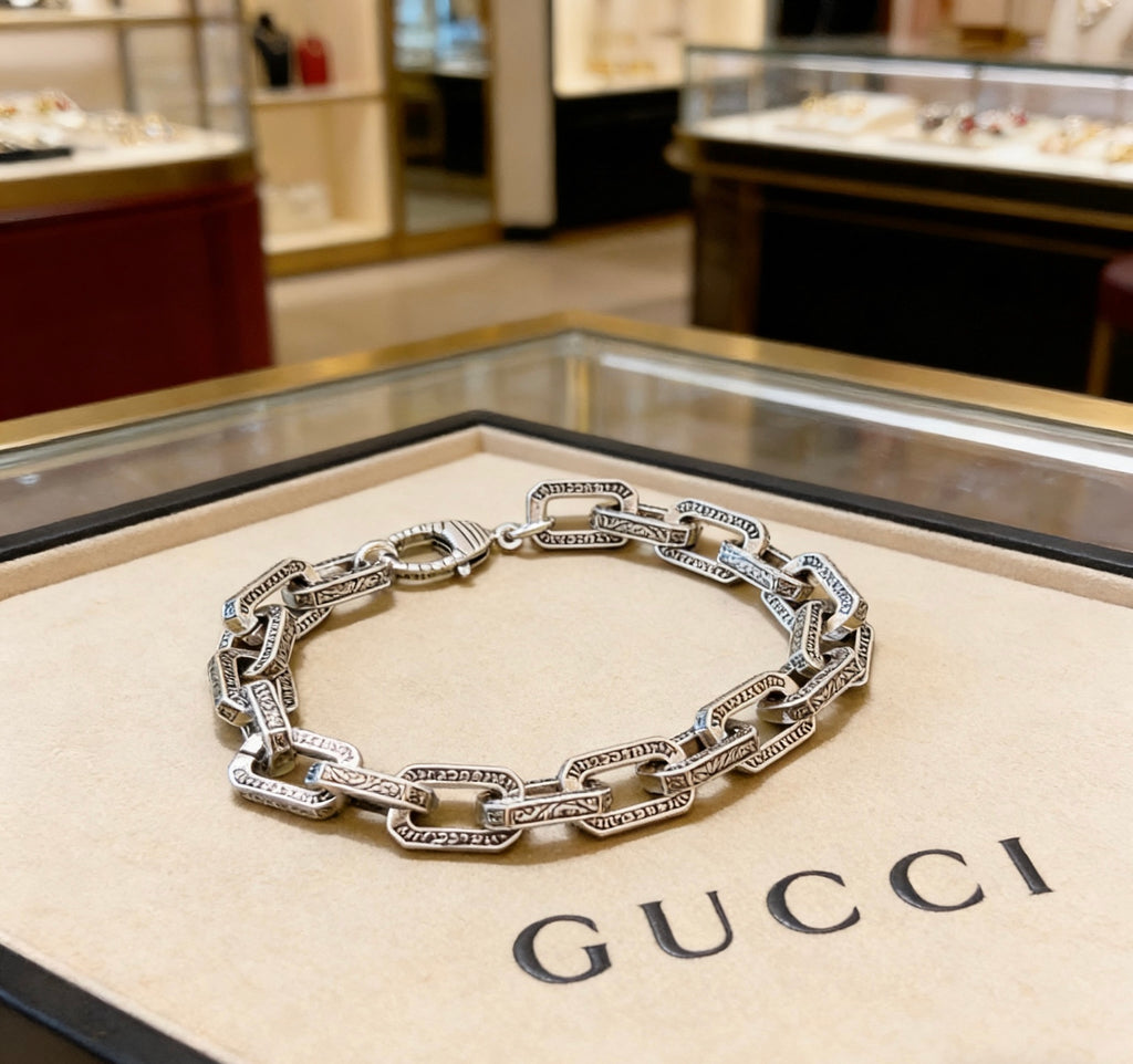 Gucci Silver-Tone Rectangular Link Bracelet - album image 1