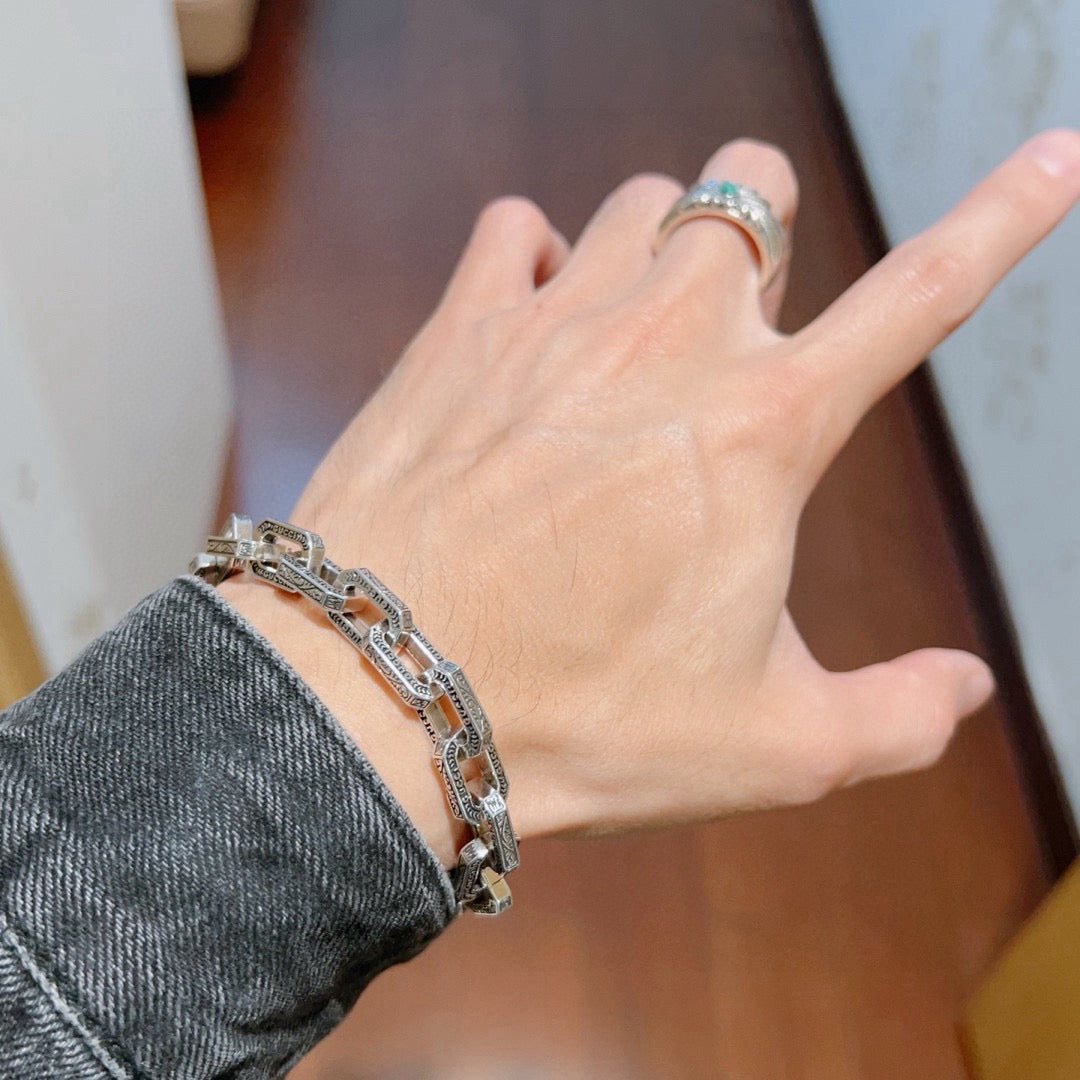 Gucci Silver-Tone Rectangular Link Bracelet - album image 8
