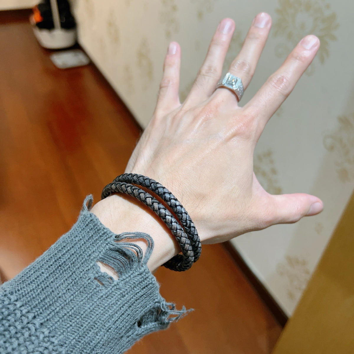 Hermès Black Braided Silver-Tone H Bracelet - album image 7