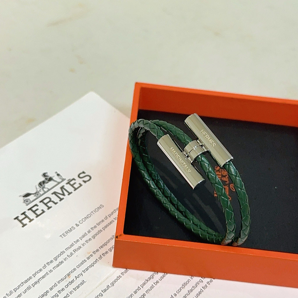 Hermès Black Leather H Cuff Bracelet - album image 9