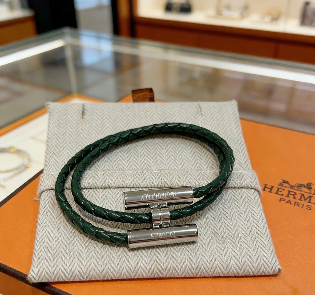 Hermès Black Leather H Cuff Bracelet - album image 2