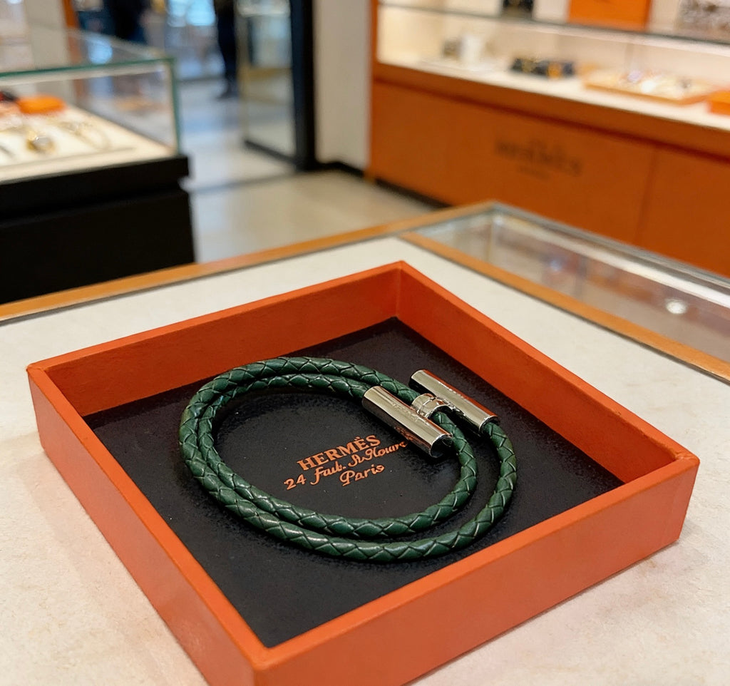 Hermès Black Leather H Cuff Bracelet - album image 1