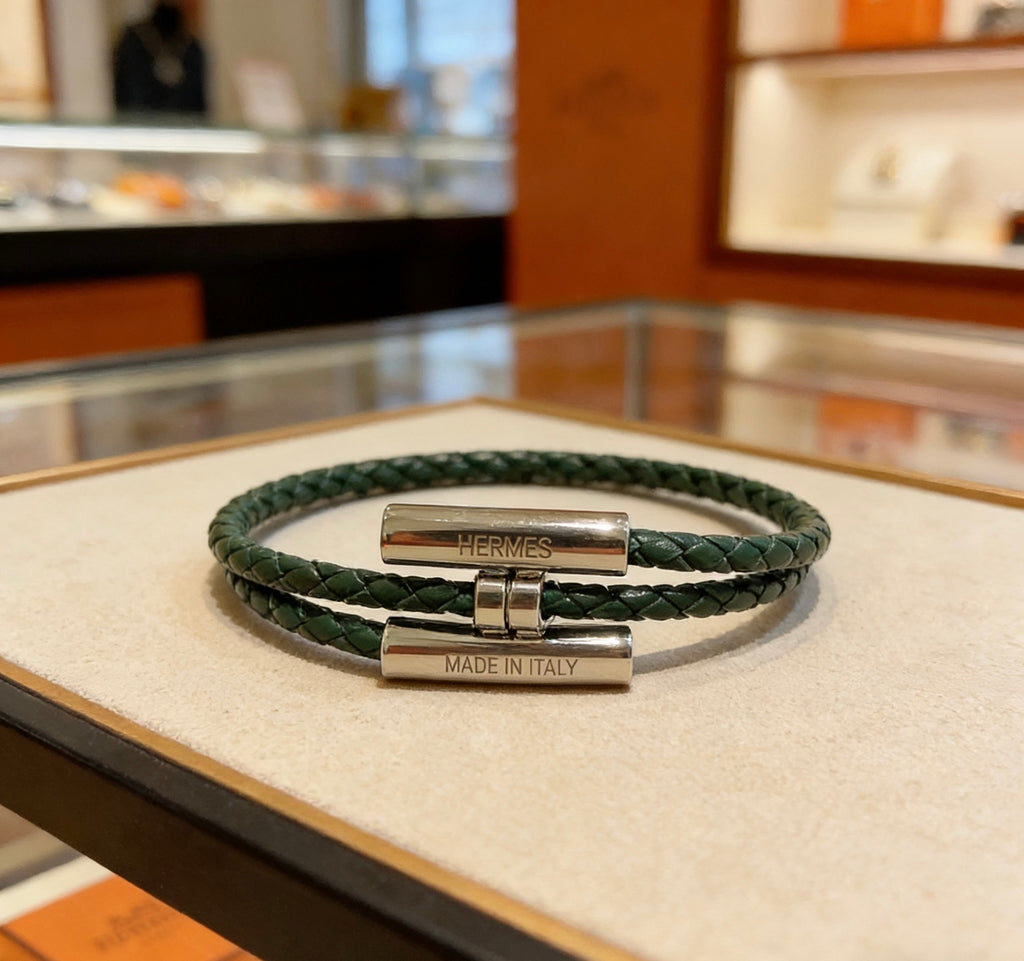 Hermès Black Leather H Cuff Bracelet - album image 7