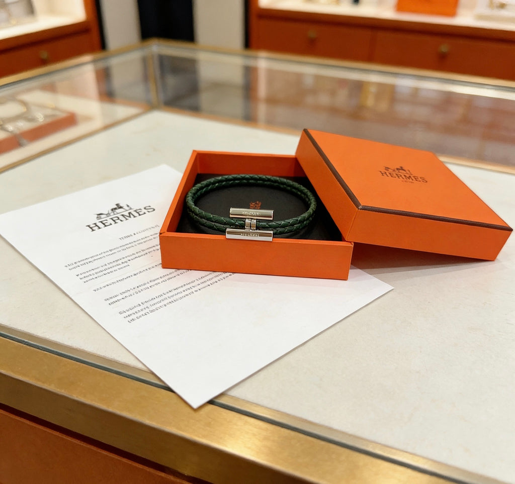Hermès Black Leather H Cuff Bracelet - album image 5